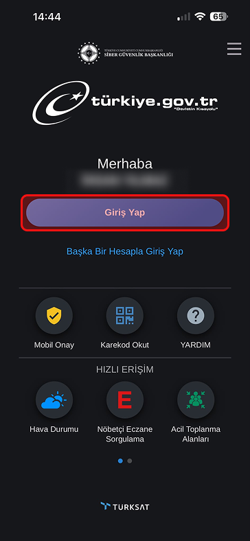 e-Devlet Mobil'e Giriş